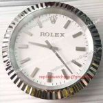 Rolex Display Clock - White Face Stainless Steel Fluted Bezel Wall Clock